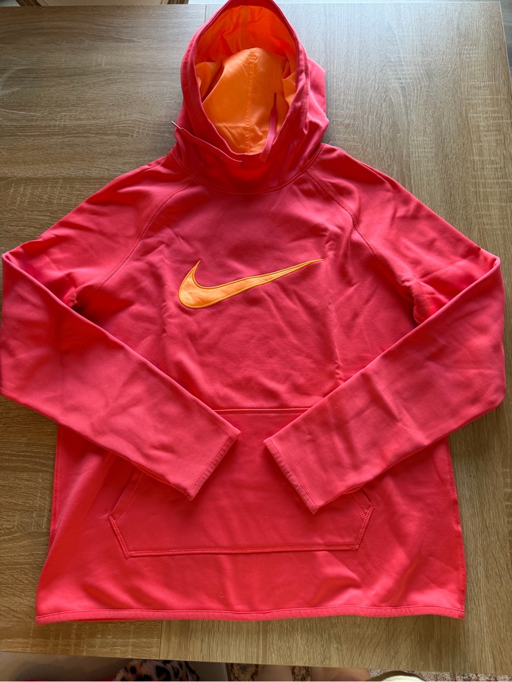 Nike women coral Hoodie with Orange Swoosh
